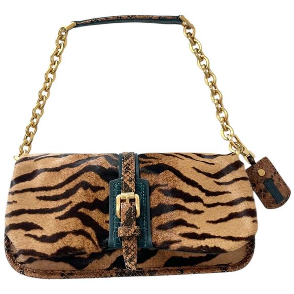 Longchamp Vintage More Is More Y2K Calf Hair Animal Tiger Shoulder Bag France - Picture 1 of 10